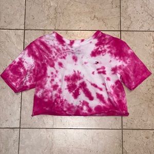 Reworked Tommy Hilfiger tie dye cropped shirt